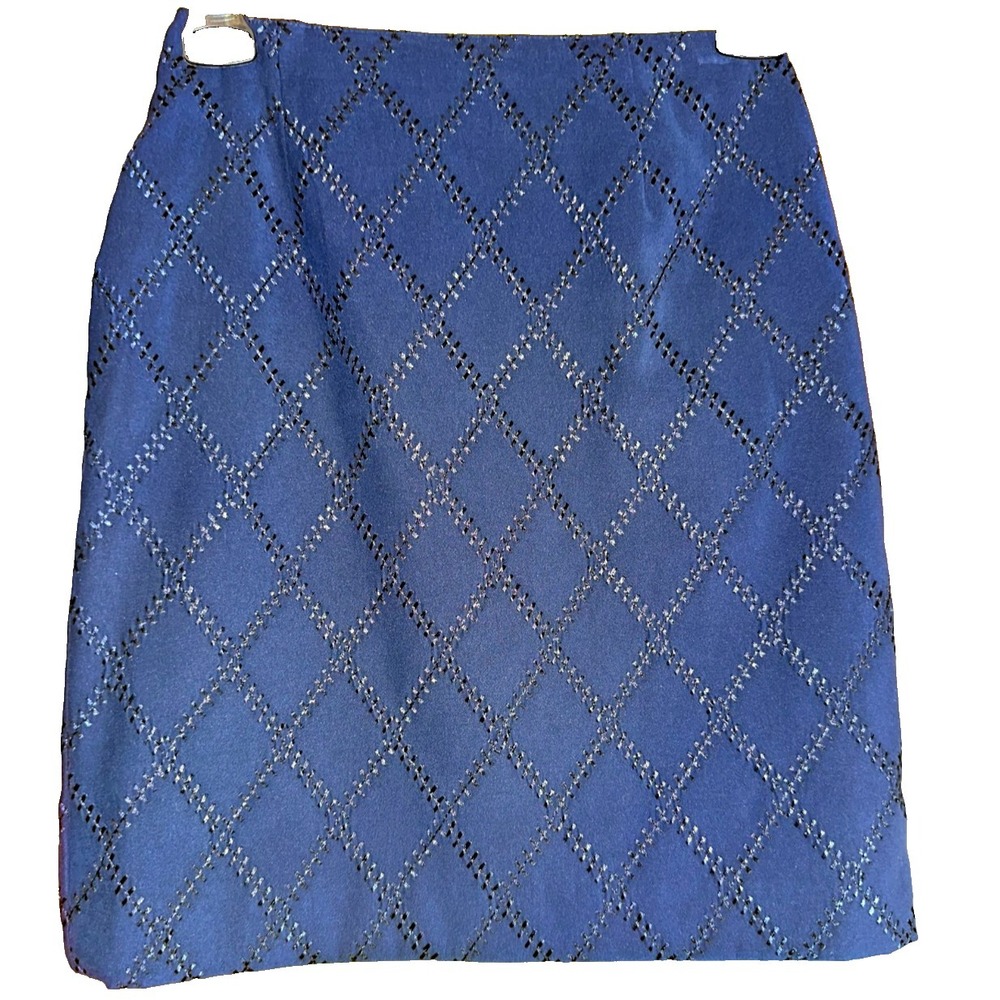 Petite Sophisticate Navy Blue Diamond Pattern Mini Skirt‎ Size 0